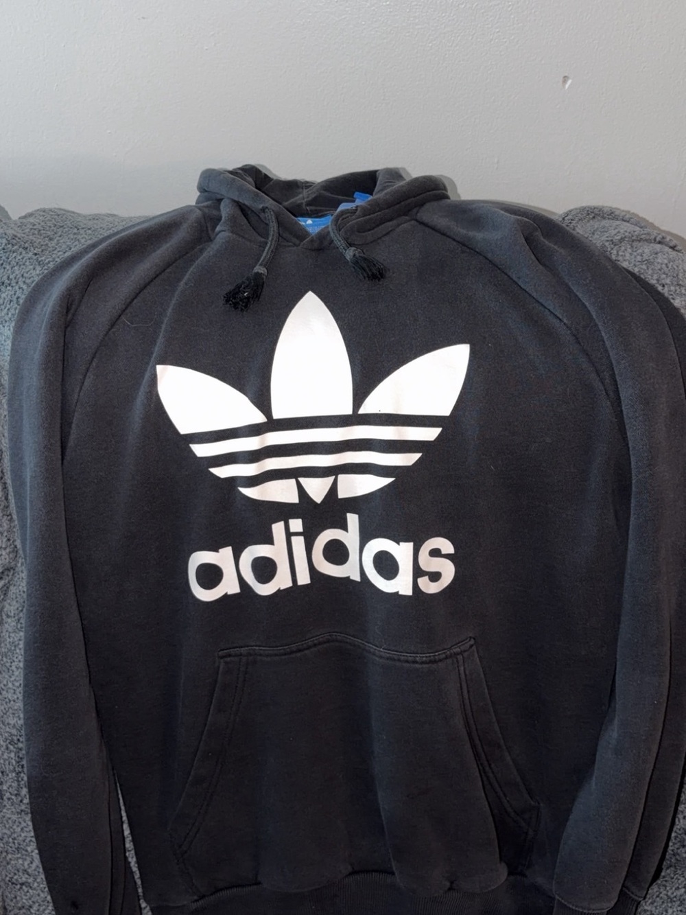 adidas Black Hoodie with White Trefoil Logo